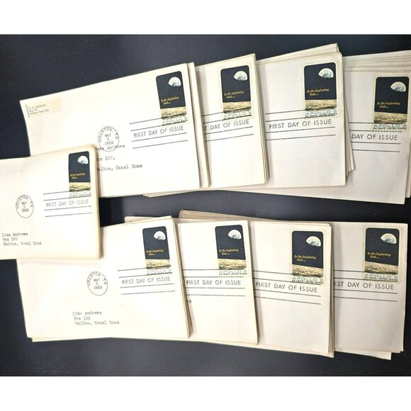Apollo 8 First Day Of Issue Stamped Envelopes Set Of 10 Vintage 1969 LI3035 - Picture 9 of 9